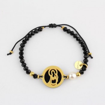Inmaculada Concepción. Pulsera Medalla. Negro