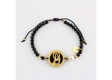 Inmaculada Concepción. Pulsera Medalla. Negro