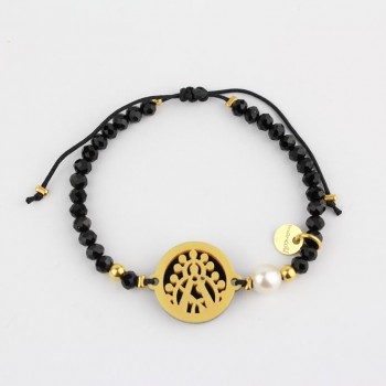 Virgen de la Cabeza. Pulsera Medalla. Negro