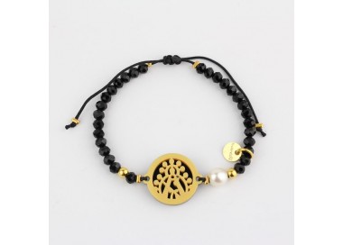 Virgen de la Cabeza. Pulsera Medalla. Negro