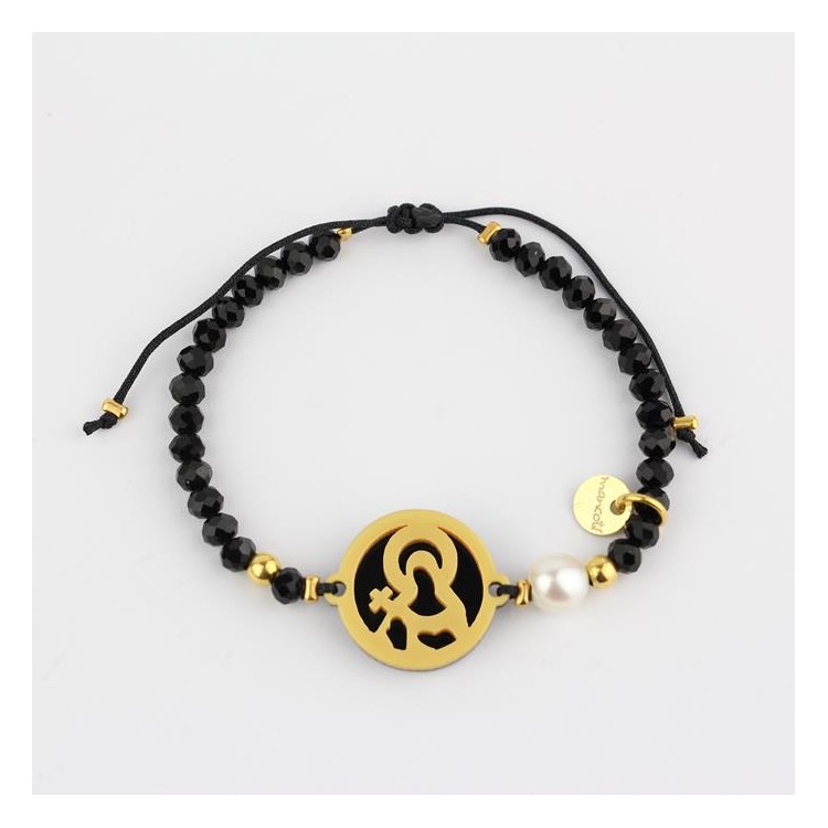 Santa Rita. Pulsera Medalla. Negro