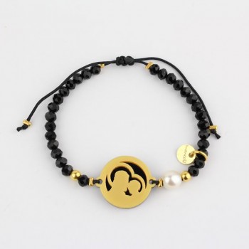 San Antonio. Pulsera Medalla. Negro