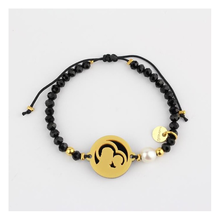 San Antonio. Pulsera Medalla. Negro