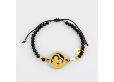 San Antonio. Pulsera Medalla. Negro