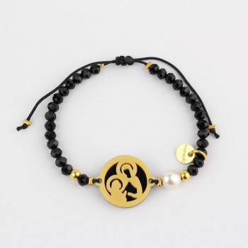 Santa Ana. Pulsera Medalla. Negro
