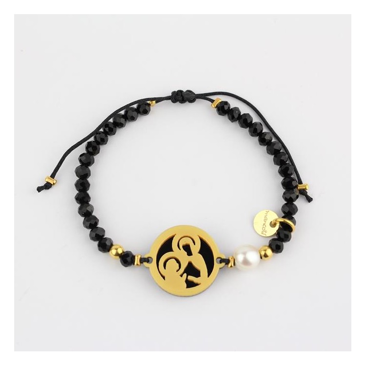 Santa Ana. Pulsera Medalla. Negro