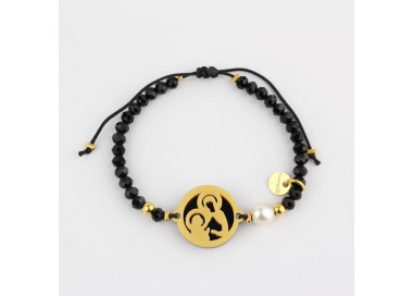 Santa Ana. Pulsera Medalla. Negro