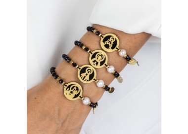 San Judas. Pulsera Medalla. Negro