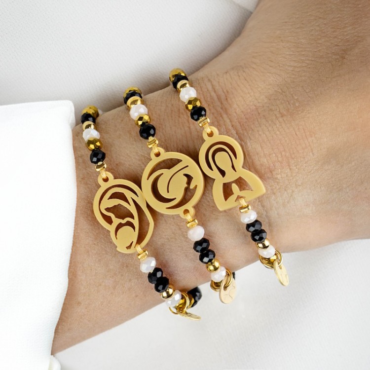 Virgen de Lourdes. Pulsera Dorada.