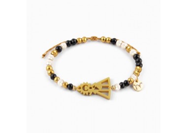 Virgen de Guadalupe española. Pulsera Dorada.