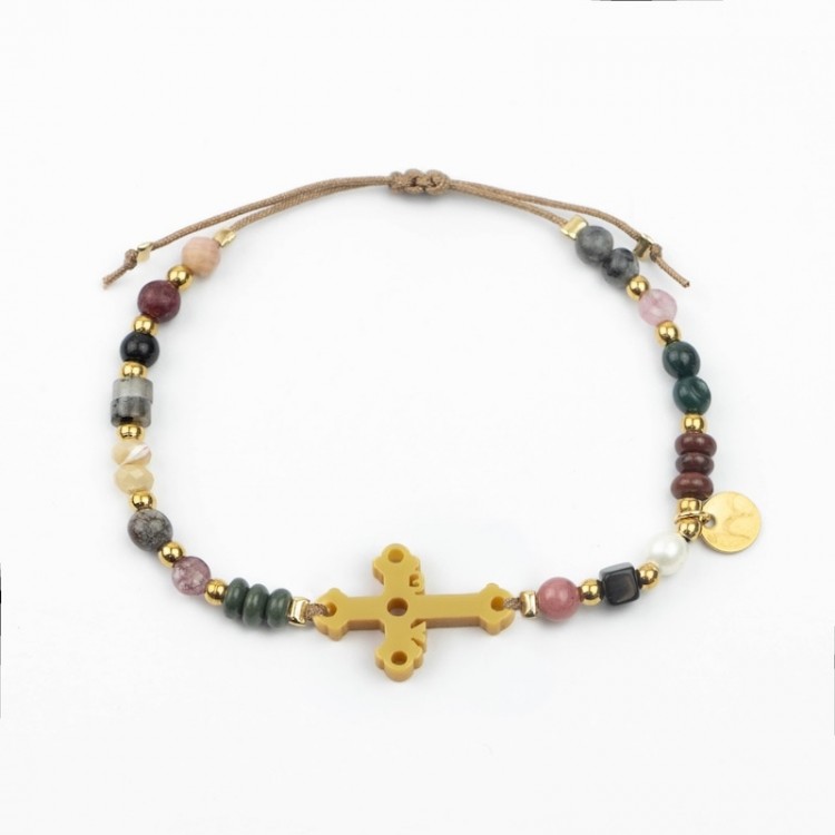 Cruz de la Victoria. Pulsera Mix Dorada