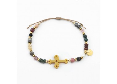 Cruz de la Victoria. Pulsera Mix Dorada
