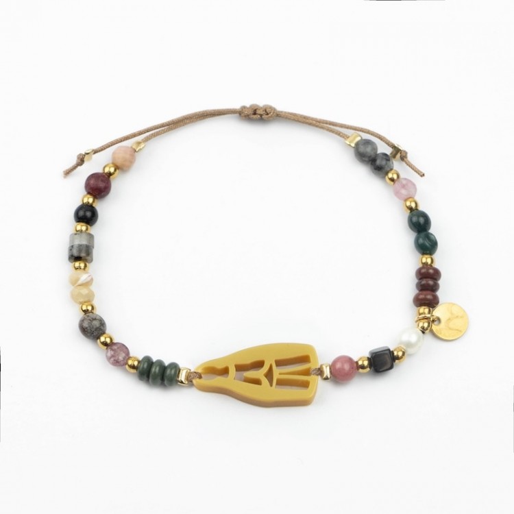 Virgen de Lourdes. Pulsera Mix Dorada
