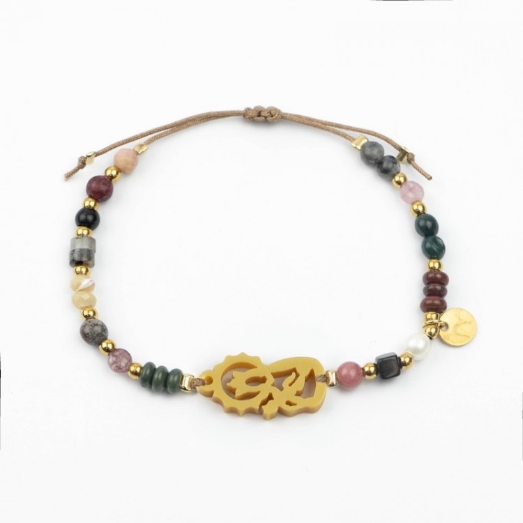 Virgen de la Almudena. Pulsera Mix Dorada