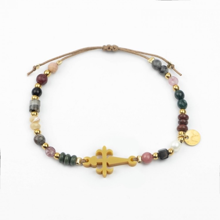 Cruz de Santiago. Pulsera Mix Dorada