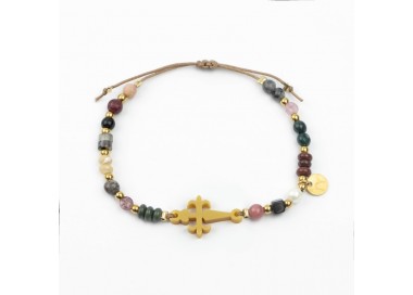 Cruz de Santiago. Pulsera Mix Dorada