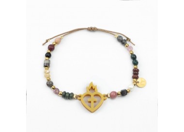 Sagrado Corazón de Jesús. Pulsera Mix Dorada