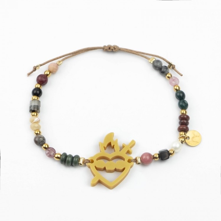 Inmaculado Corazón de María. Pulsera Mix Dorada
