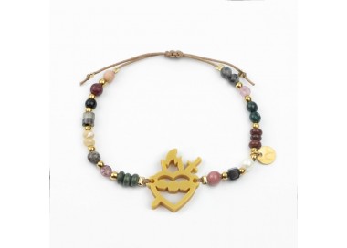 Inmaculado Corazón de María. Pulsera Mix Dorada