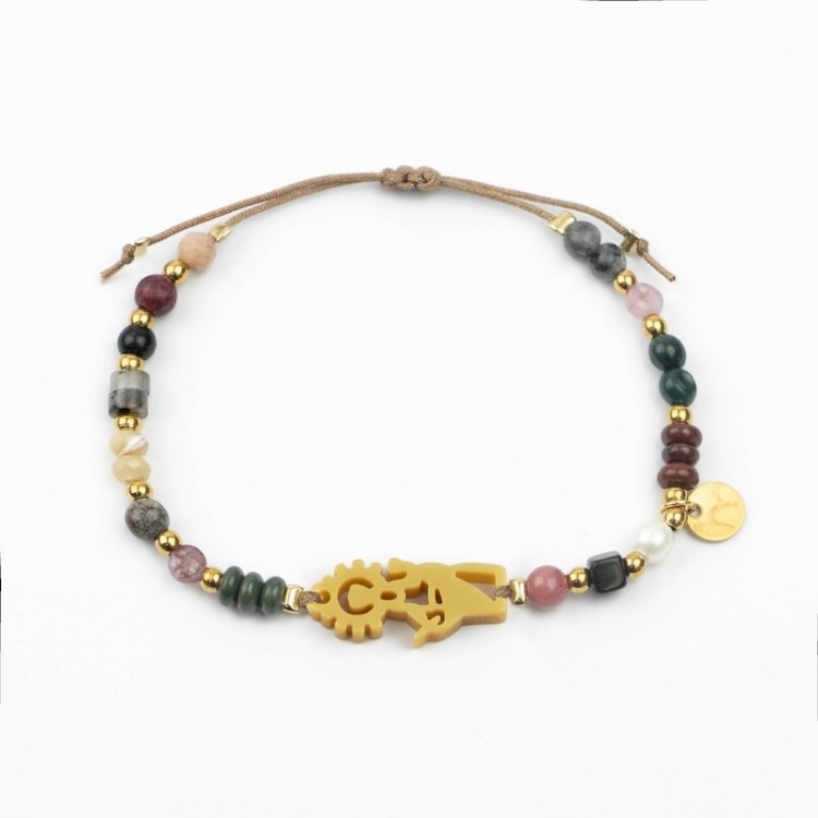 Virgen Blanca. Pulsera Mix Dorada