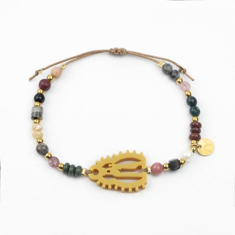 Virgen de los Ojos Grandes. Pulsera Mix Dorada
