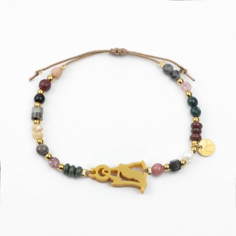 Virgen de la Piedad. Pulsera Mix Dorada