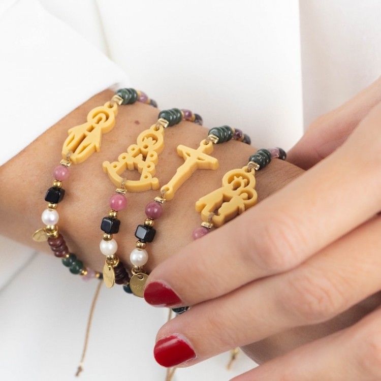 Virgen del Sufragio. Pulsera Mix Dorada