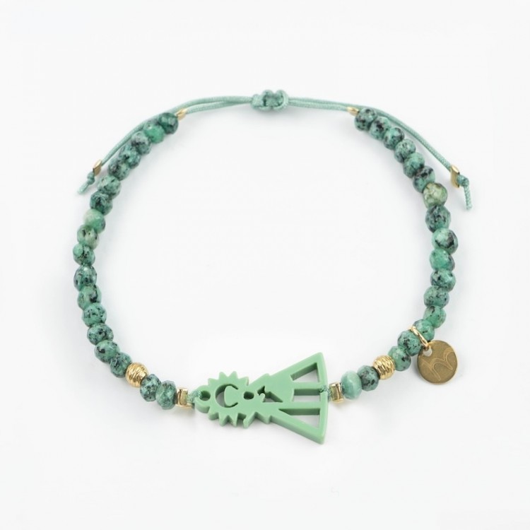 Virgen de Guadalupe española. Pulsera Ágatas.