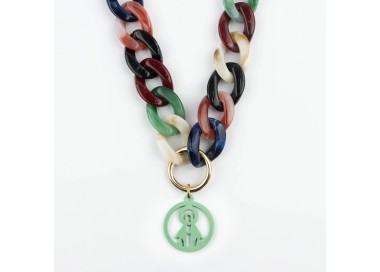 Virgen Milagrosa. Collar Eslabones Acrílicos