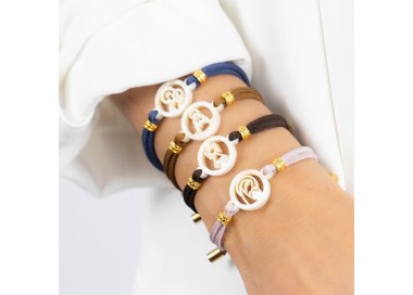 Virgen de los Desamparados. Pulsera Elástica Nácar