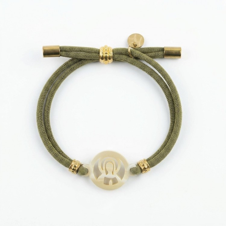 Virgen María. Pulsera Elástica Nácar