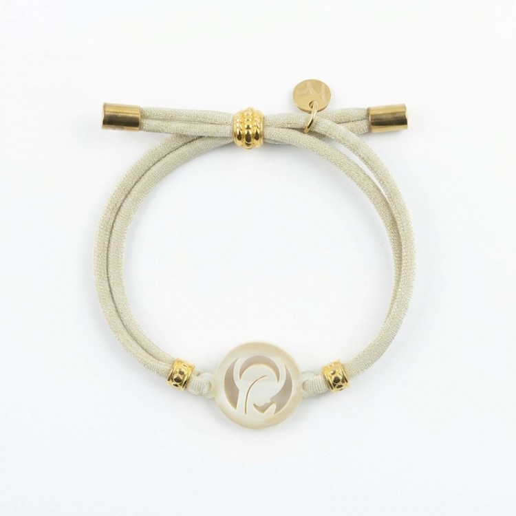 Virgen Niña. Pulsera Elástica Nácar