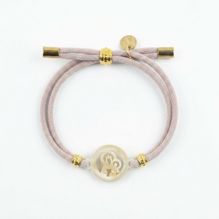 Virgen del Carmen. Pulsera Elástica Nácar