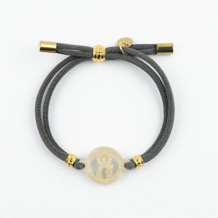 Virgen de los Desamparados. Pulsera Elástica Nácar