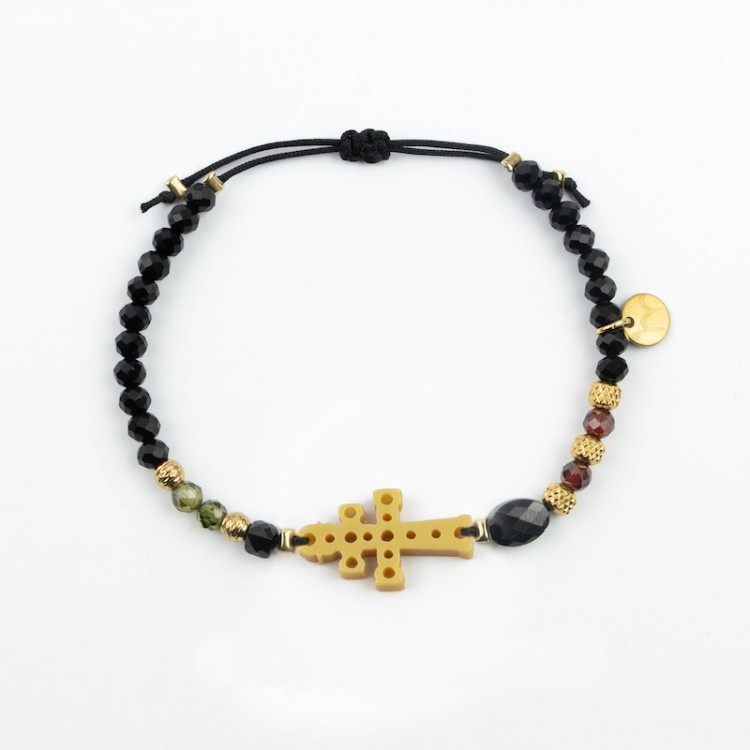Cruz de Caravaca. Pulsera Cristal y Circón.