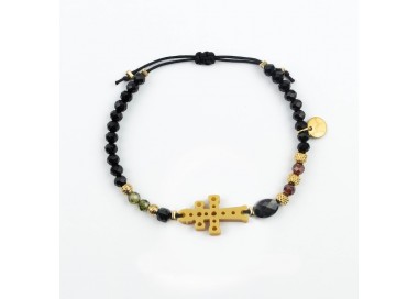 Cruz de Caravaca. Pulsera Cristal y Circón.