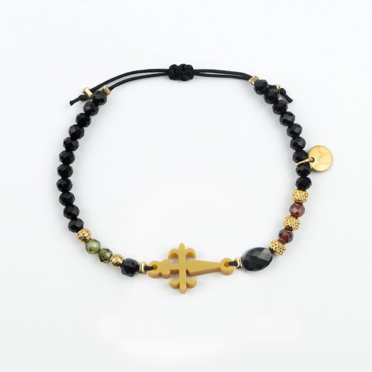 Cruz de Santiago. Pulsera Cristal y Circón.