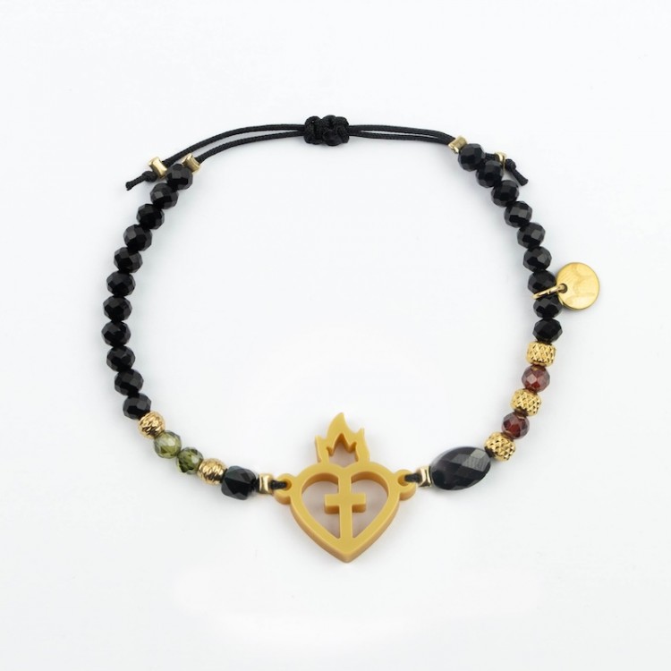 Sagrado Corazón de Jesús. Pulsera Cristal y Circón.