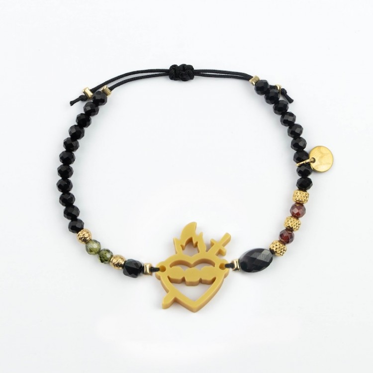 Inmaculado Corazón de María. Pulsera Cristal y Circón.