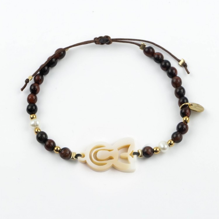 Virgen María. Pulsera Piedra y Perla Nácar
