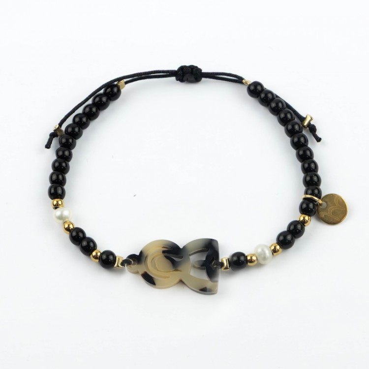 Virgen María. Pulsera Piedra y Perla Carey