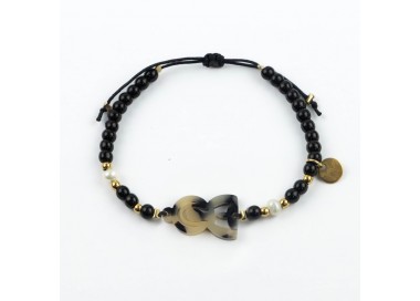Virgen María. Pulsera Piedra y Perla Carey