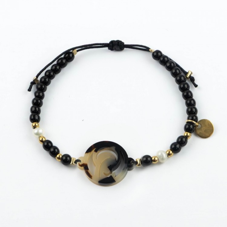 Virgen Niña. Pulsera Piedra y Perla Carey