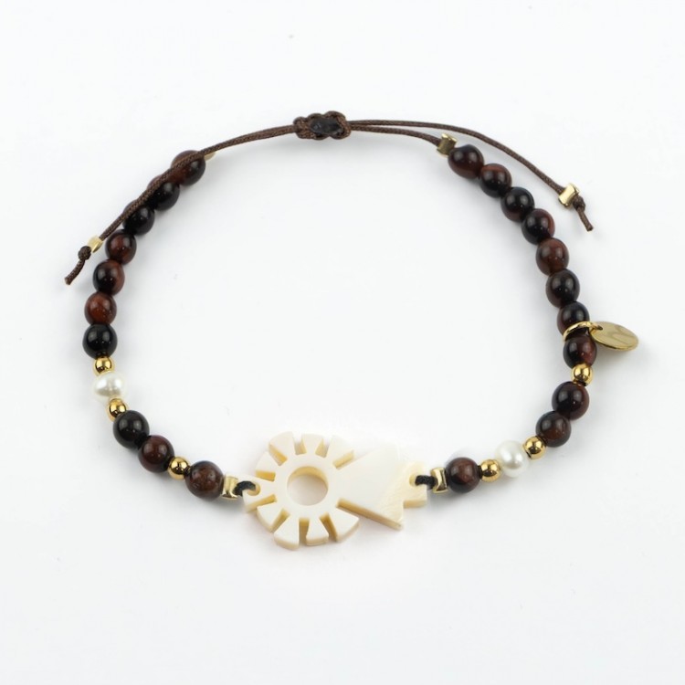 Virgen del Pilar. Pulsera Piedra y Perla Nácar