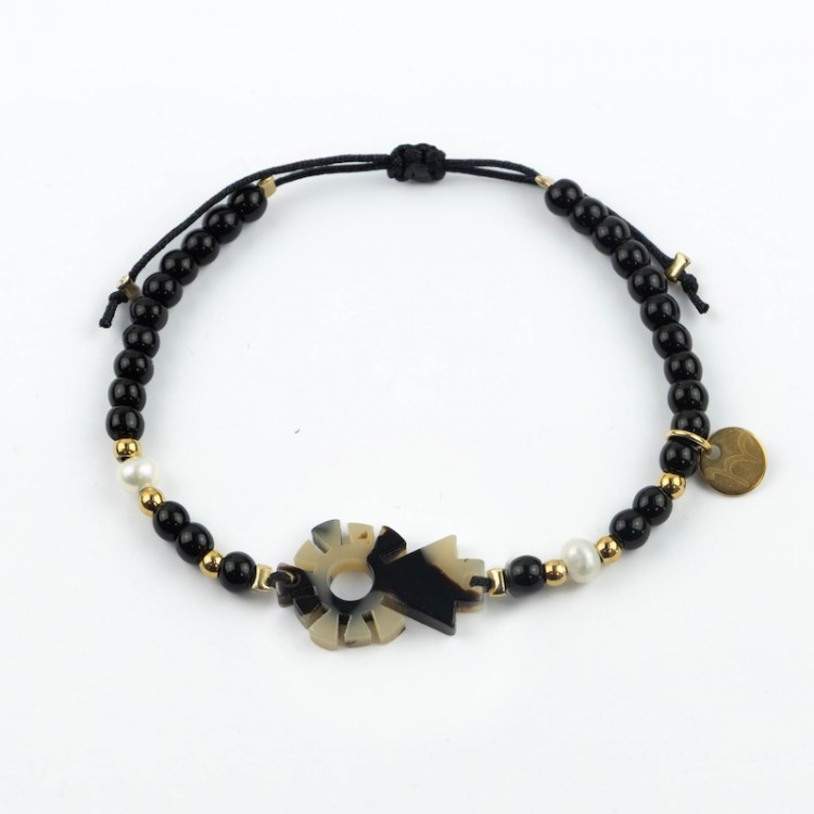 Virgen del Pilar. Pulsera Piedra y Perla Carey