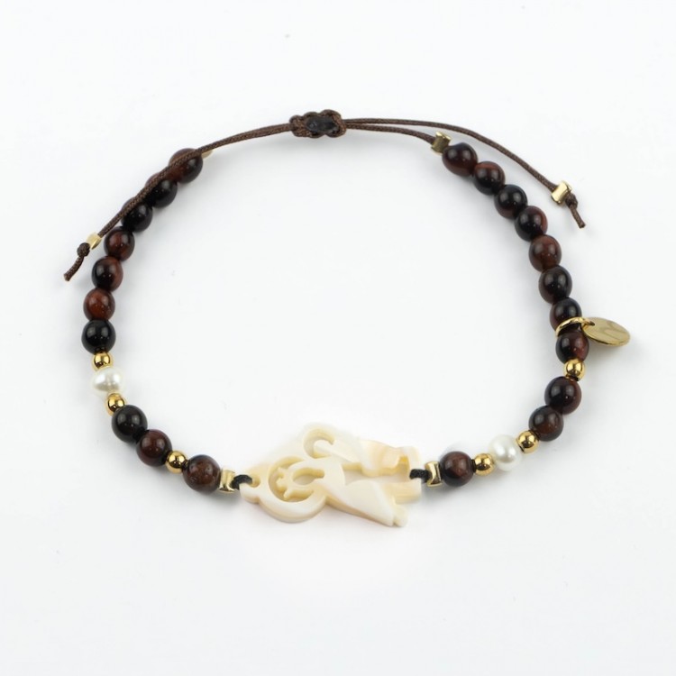 Virgen del Carmen. Pulsera Piedra y Perla Nácar