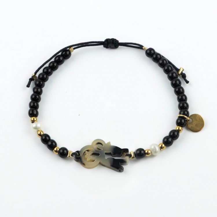 Virgen del Carmen. Pulsera Piedra y Perla Carey