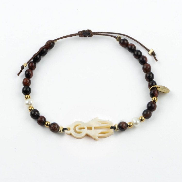 Virgen Milagrosa. Pulsera Piedra y Perla Nácar
