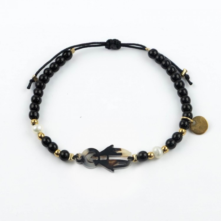 Virgen Milagrosa. Pulsera Piedra y Perla Carey