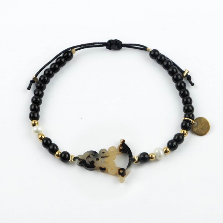 Virgen del Rocío. Pulsera Piedra y Perla Carey